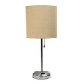 Diamond Sparkle Stick Lamp with Charging Outlet & Fabric Shade, Tan DI2519705